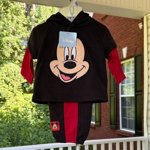 Disney Mickey Mouse Black and Red Pant Set - Picture 1 of 6